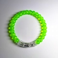 Neon green LED light up bracelet with bubble acrylic beads and glowing effect - Green Bead Style