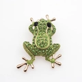 Creative green frog brooch with crystals in gold setting for women and versatile styling - Frog Brooch Necklace Dual Use / Rose Gold Base Green Rhinestone