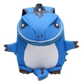 Sky blue toddler dinosaur backpack with 3D brown spikes and adjustable straps - Blue