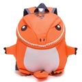 Cute orange dinosaur children backpack for kindergarten with 3D details and zipper teeth - Orange