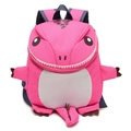 Pink cartoon dinosaur backpack for kids with 3D tail and cute monster features - Pink