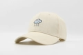 Atmungsaktive cremefarbene Baumwoll-Baseballkappe mit verstellbarem Riemen und Wolken-Stickerei - Verstellbar / Beige