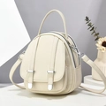 Minimalist cream white mini crossbody backpack with multi-layer zipper and silver hardware - Off White