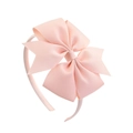 Pink grosgrain ribbon bow headband for girls featuring a large double-layer knotted design - Light Pink