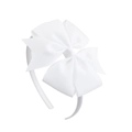 Children white grosgrain ribbon oversized bow headband for hair styling accessories - White