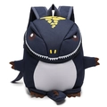 Dark blue cartoon dinosaur kids backpack with yellow spikes for toddlers - Dark Blue