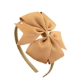 Khaki grosgrain ribbon bow headband for girls with a stylish large knotted design - Khaki