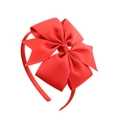 Vibrant red grosgrain ribbon bow headband for girls with multi-layered design - Red