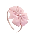 Pink grosgrain ribbon bow headband for girls with soft texture and solid color - Soft Pink