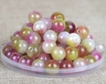 Pink and yellowish green gradient natural stone round beads for DIY jewelry making - 13mm / Peach