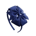 Navy blue grosgrain ribbon bow headband for girls with textured fabric finish - Dark Blue