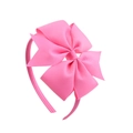 Bright pink bow headband with ribbed grosgrain ribbon for girls' hair accessories - Rose Pink
