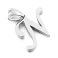 Polished silver stainless steel letter N pendant with loop on white background - Letter N (KP54518-CD)