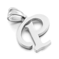 Silver-colored stainless steel letter P pendant charm for necklace with bail - Letter P (KP54520-CD)