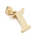 Golden stainless steel letter I pendant with a polished finish and large necklace loop - Letter I (KP54487-CD)