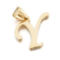 Ciondolo lettera Y dorato in acciaio inossidabile con finitura lucida e gancio per collana - Lettera Y (KP54503-CD)