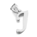 Polished silver stainless steel letter J pendant with high-shine mirror finish effect - Letter J (KP54514-CD)