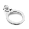 Polished silver stainless steel oval pendant with bail shown on a clean white background - Letter O (KP54519-CD)
