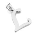 Polished silver stainless steel letter L pendant charm for customized jewelry - Letter L (KP54516-CD)