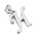 Polished stainless steel letter H pendant in silver finish with bail for necklaces - Letter H (KP54512-CD)
