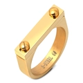 Minimalist 18K gold-plated titanium steel ring with double screw details and flat top - US 6 / Gold