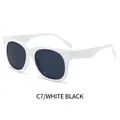 Square fashion sunglasses with white frames and black-grey lenses for women - White Frame Dark Grey Lens