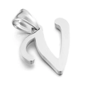 Polished stainless steel letter V pendant in silver finish for minimalist jewelry styles - Letter V (KP54526-CD)