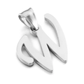 Polished silver stainless steel pendant featuring a minimalist capital letter W design - Letter W (KP54527-CD)