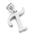 Polished stainless steel letter T pendant charm in silver finish for necklaces - Letter T (KP54524-CD)