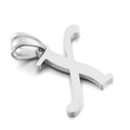 Polished silver stainless steel letter K pendant with a glossy metallic finish - Letter X (KP54528-CD)