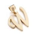 Minimalist stainless steel letter W pendant with smooth golden finish on white background - Letter W (KP54501-CD)