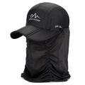Black multifunctional outdoor sun hat with breathable mesh and UPF 50+ protection - Adjustable / Black