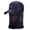 Deep purple UPF 50+ outdoor sun hat with breathable face mask and neck protection flap - Adjustable / Navy Blue
