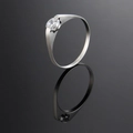 Elegant rose gold titanium steel couple ring with embedded diamond on reflective surface - US 5 / Steel