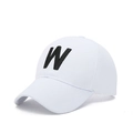 Casquette de baseball en coton blanc avec lettre W brodée et visière courbée - Réglable / Blanc avec lettre noire