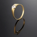 Elegant rose gold titanium steel ring with a sparkling round diamond for couples - US 6 / Gold