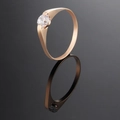 Rose gold titanium steel tension set ring with sparkling solitaire diamond and reflection - US 6 / Rose Gold