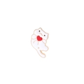 Dettaglio di una spilla a gatto in smalto bianco con bordi dorati e cuore rosso - Gatto Bianco con Cuore (C1058-1)