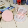 Creative cookie shaped folding travel mirror and hairbrush set in pink and white colors - Sakura Pink
