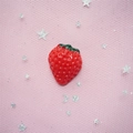 Detailed view of realistic red resin strawberry for DIY phone case and crafts - Strawberry Slice Large 22*27mm