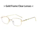 Square gold frame sunglasses with decorative geometric temples and clear lenses - Gold Frame White Lens