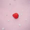 Macro detail of red resin strawberry charms with realistic seeds for DIY crafts - Strawberry Slice Small 15*17mm