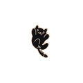 Dettaglio di una graziosa spilla in smalto a forma di gatto nero con bordi dorati - Gatto Nero (C1058-3)