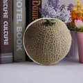 Cute round cantaloupe plush coin purse with realistic fruit print and metal chain - Muskmelon