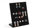 Macro view of L-shaped earring display stand with black velvet and various stud jewelry - L-shaped Small 60 Holes / Black