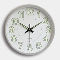 Modern 12 inch luminous wall clock with silver frame and green quartz numerals - Silver Plastic Luminous