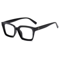 Classic black thick square frame glasses with gold triple stud rivet details - Reading +200 / Black Frame