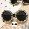 Chic black round sunglasses for women featuring luxury crystal frame and dark lenses - No. 11 (Full Rhinestone)