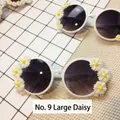Stylish white round frame sunglasses with large daisy flower accents for beach vacation - No. 9 (Large Daisy White Frame)