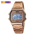 Orologio sportivo digitale da uomo con cinturino in acciaio oro rosa e quadrante quadrato - Oro rosa
